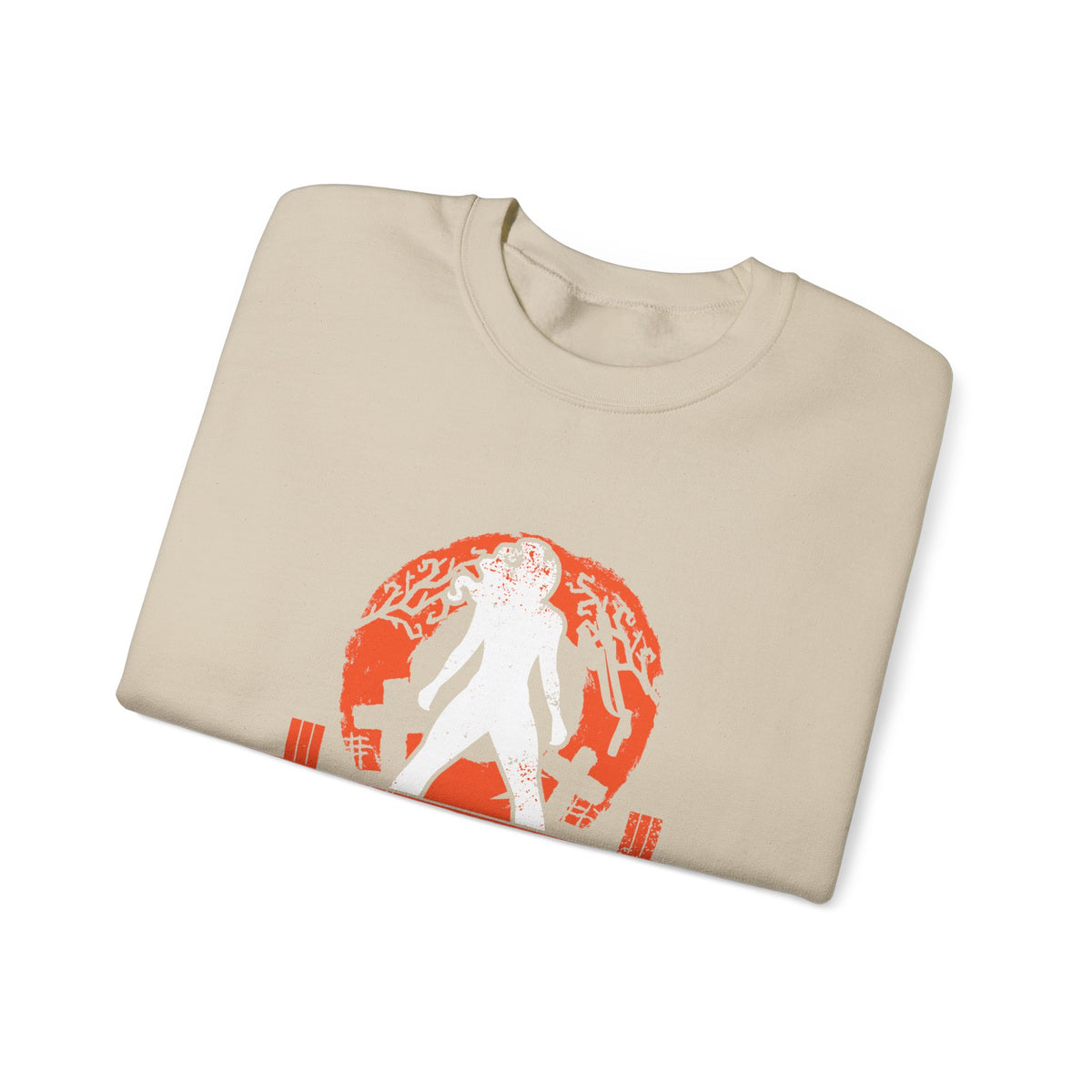 Halloween Graveyard - Unisex Heavy Blend™ Crewneck Sweatshirt - White Logo on Front
