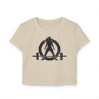 Women's Baby Tee - Black Distressed Logo