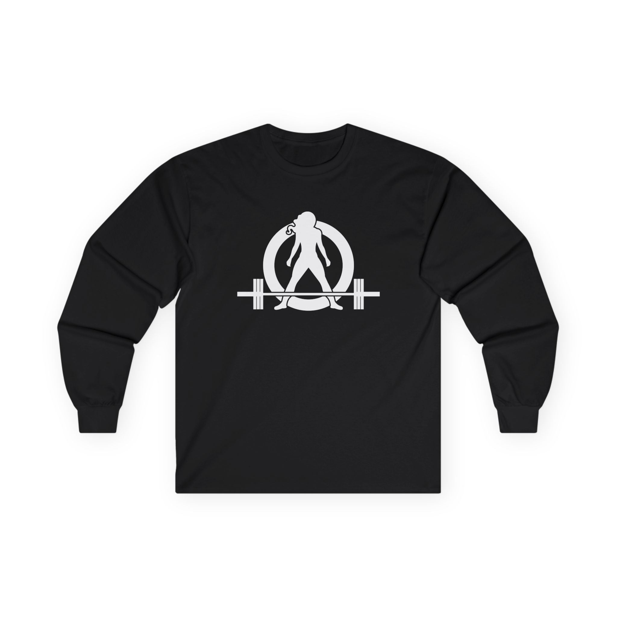 Lift Heavy Run Fast - Ultra Cotton Long Sleeve Tee - White Logo Front & Back