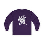 Lift Heavy Run Fast - Ultra Cotton Long Sleeve Tee - White Logo Front