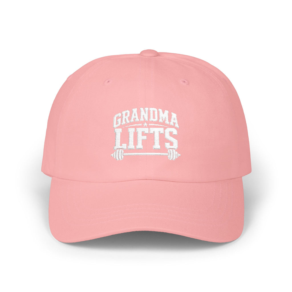 Grandma Lifts Dad Cap — White Logo