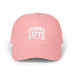 Grandma Lifts Dad Cap — White Logo