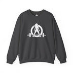 Lift Heavy Run Fast - Unisex Heavy Blend™ Crewneck Sweatshirt - White Logo Front & Back