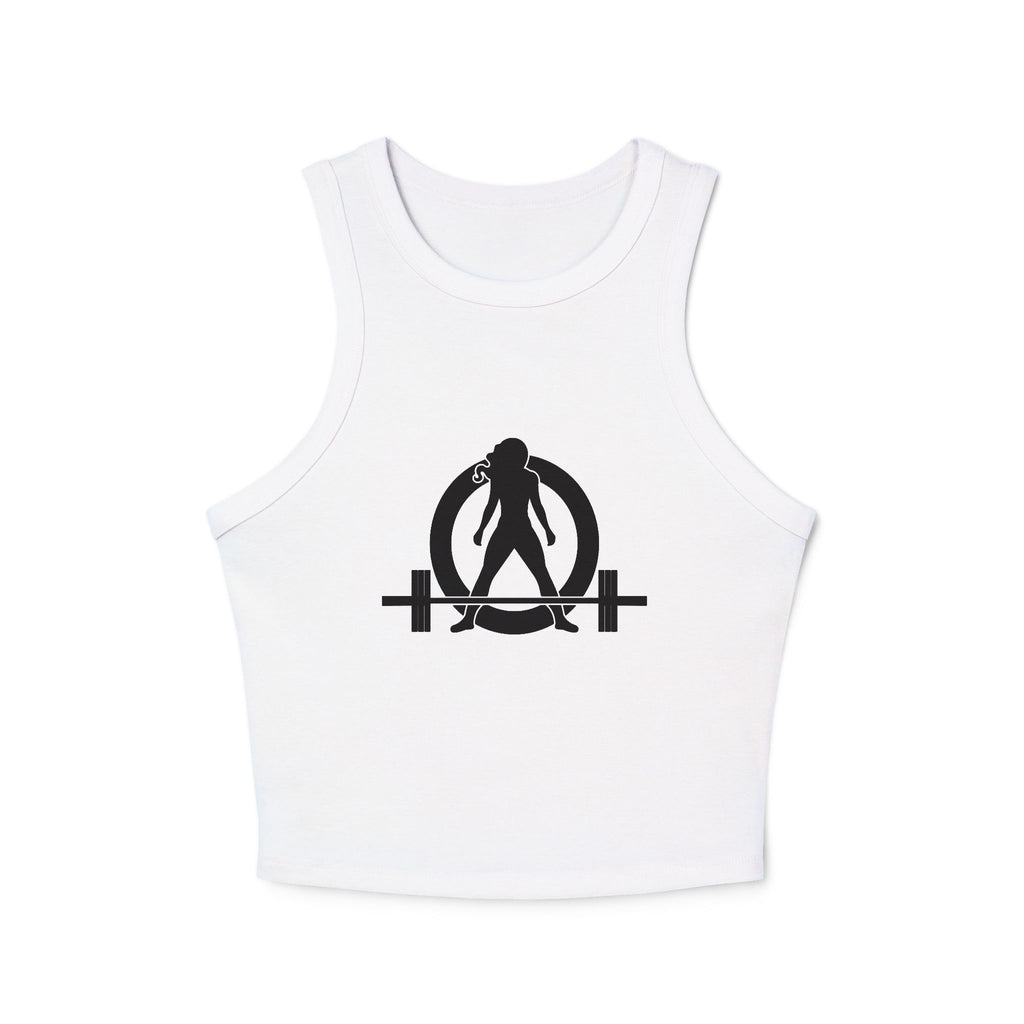 Chic Women's Micro Rib Tank Top, Casual Summer Top, Workout Tank, Layering Piece, Activewear, Relaxed Fit - Black Logo