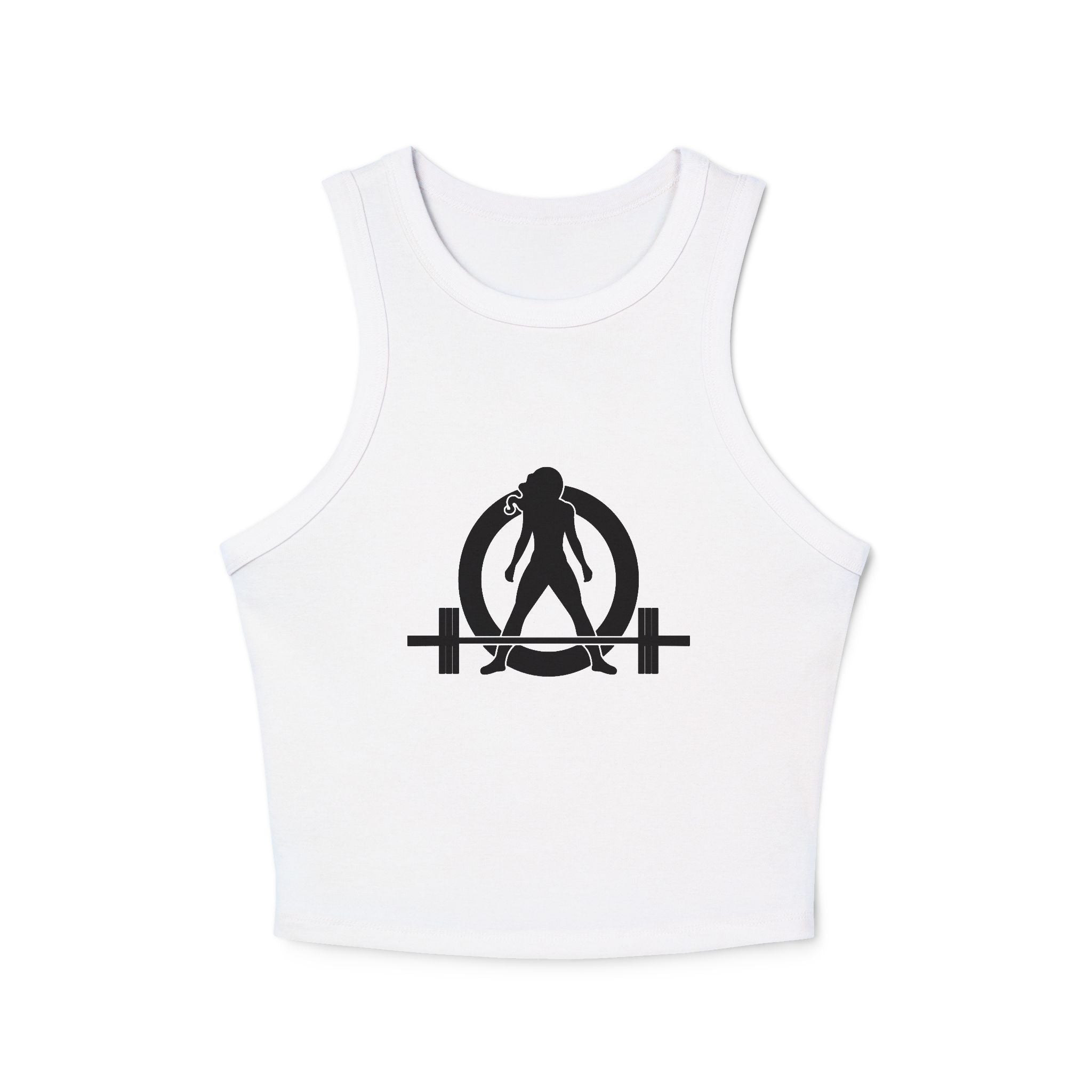 Chic Women's Micro Rib Tank Top, Casual Summer Top, Workout Tank, Layering Piece, Activewear, Relaxed Fit - Black Logo