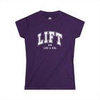 Lift Like A Girl - Women's Softstyle Tee - White Logo Main Front & Back
