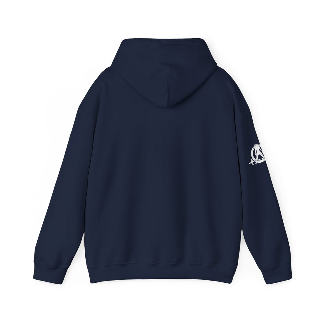 She is STRONG - Unisex Heavy Blend Hooded Sweatshirt - White Logo