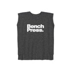 Bench. Press. Women’s Muscle Tee — Flowy Rolled Cuff Gym Top