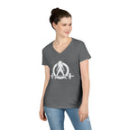 Ladies' V-Neck T-Shirt - Classic White Logo