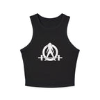 Women's Micro Rib Racer Tank Top - White Classic Logo