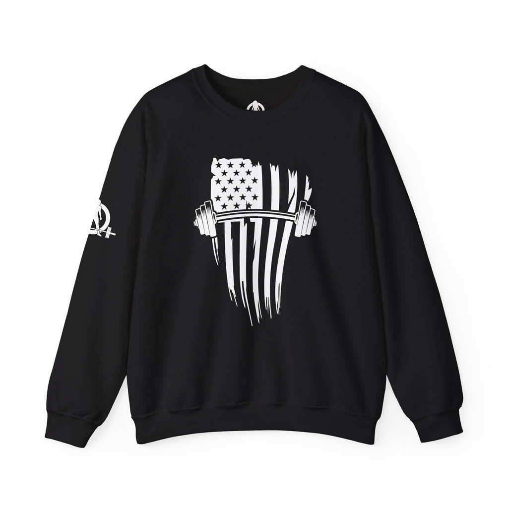 USA Barbell - Unisex Heavy Blend™ Crewneck Sweatshirt - White Logo