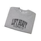 Lift Heavy Shit - Unisex Heavy Blend™ Crewneck Sweatshirt - Black Logo on Front