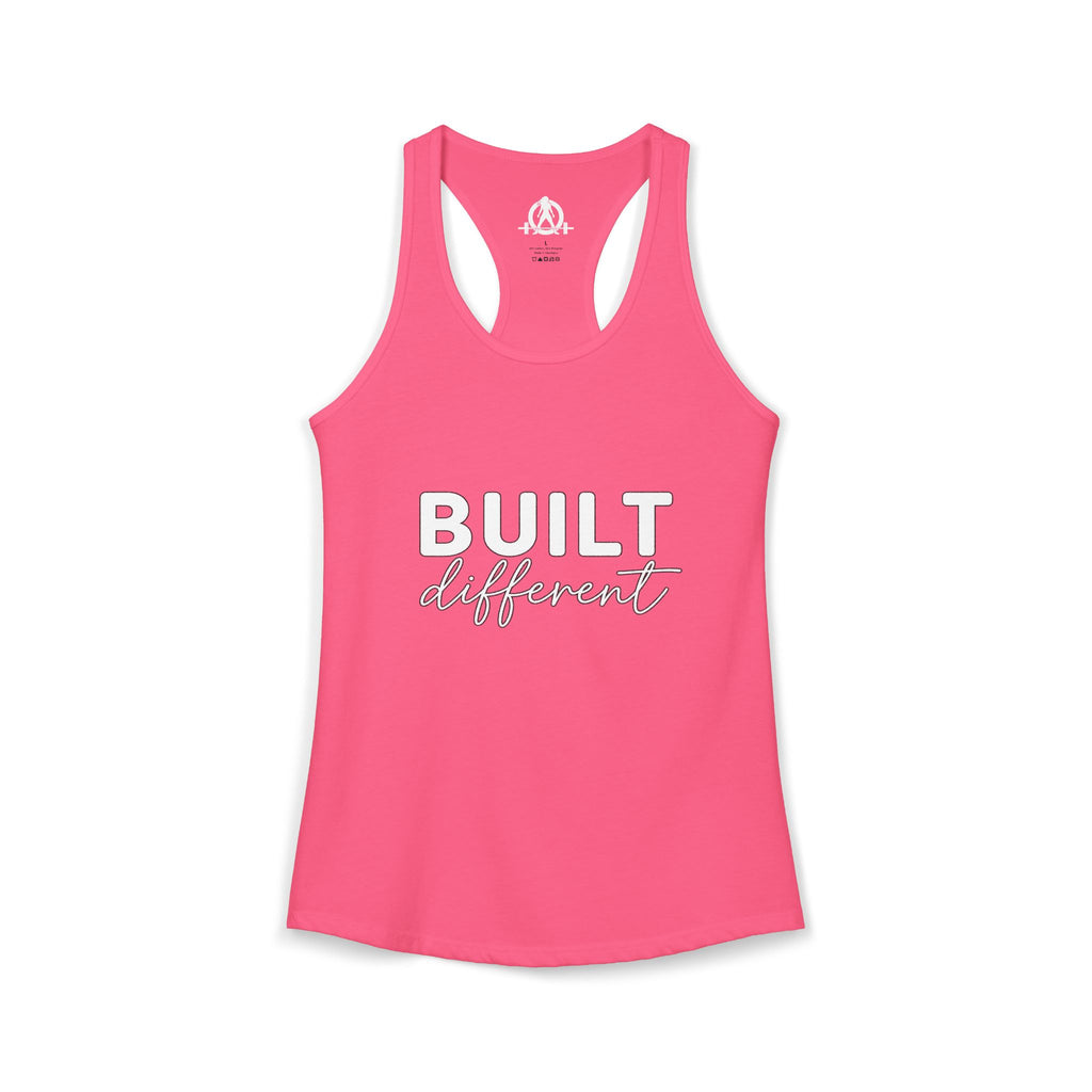 Built Different - Women's Ideal Racerback Tank - White Logo