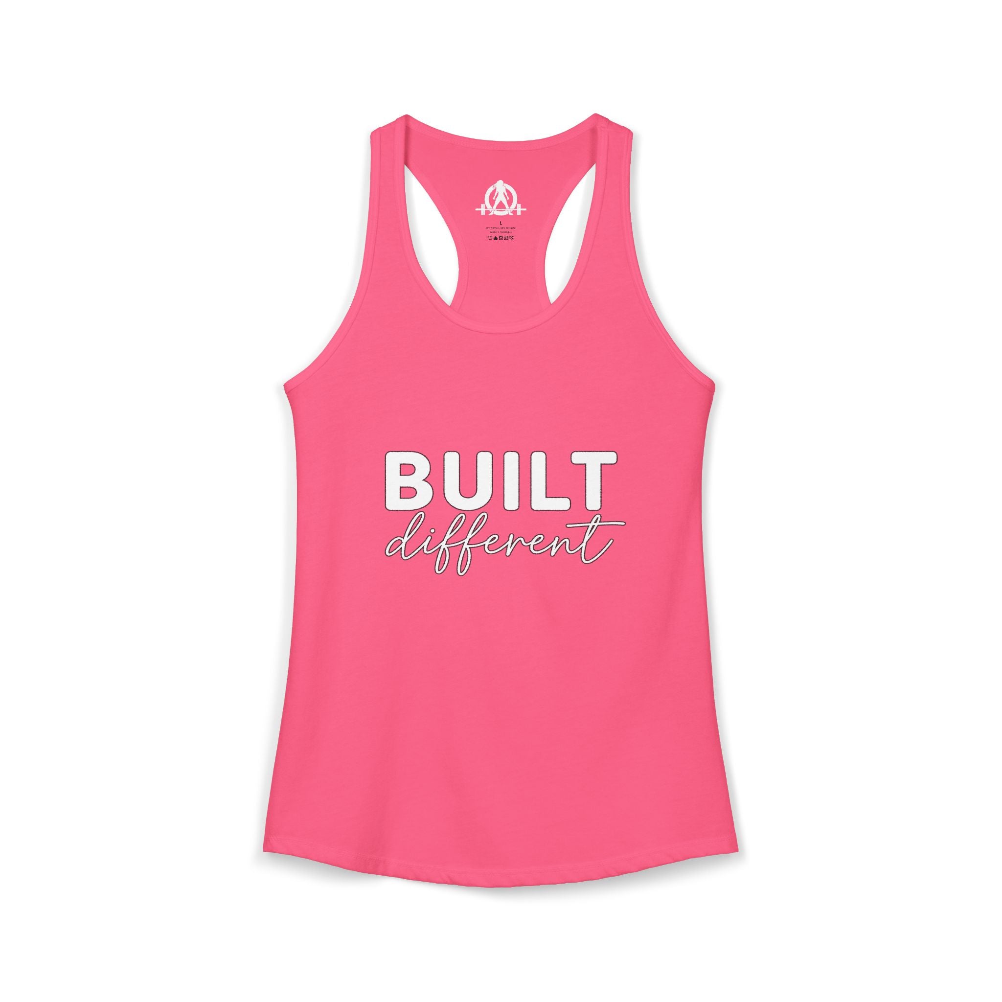Built Different - Women's Ideal Racerback Tank - White Logo
