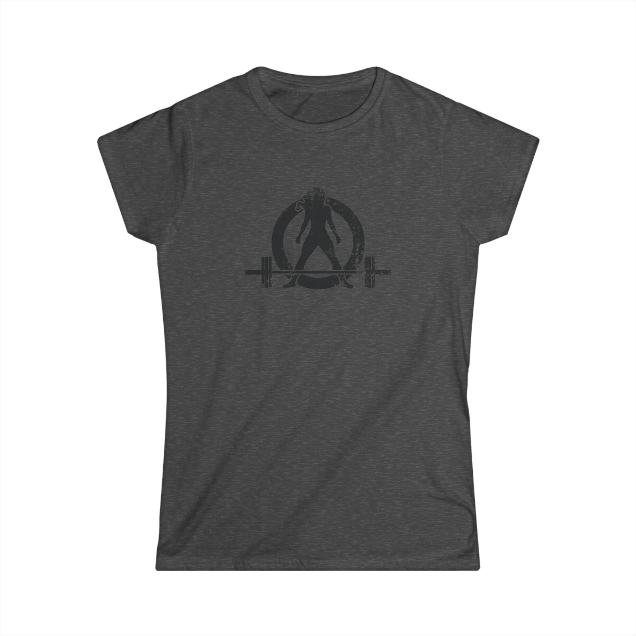 Strong Is Beautiful - Women's Softstyle Tee - Black Distressed Logo Front & Back