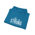 She is STRONG - Unisex Heavy Blend Hooded Sweatshirt - White Logo
