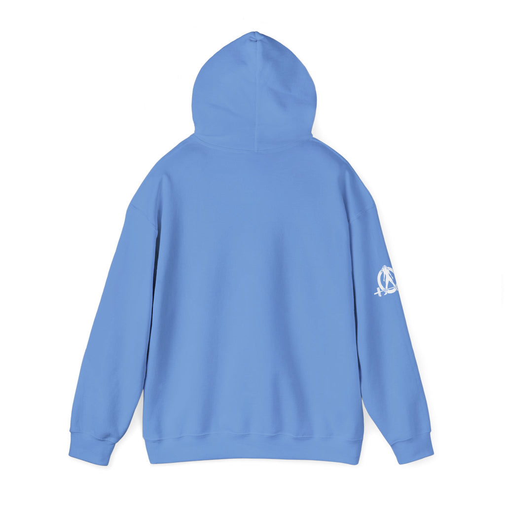 Coffee & Barbells - Unisex Heavy Blend Hooded Sweatshirt - White Logo on Front & Right Sleeve