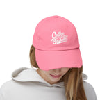 Coffee & Barbells - Unisex Distressed Cap - White Logo