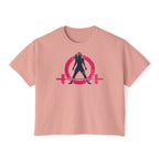 Women's Boxy Tee - Color Distressed Logo Front Plain Back