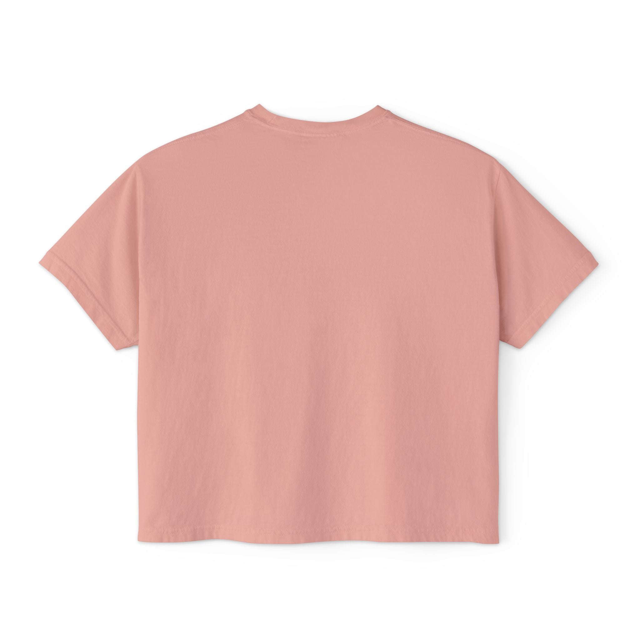 Women's Boxy Tee - White Distressed Logo Front Plain Back