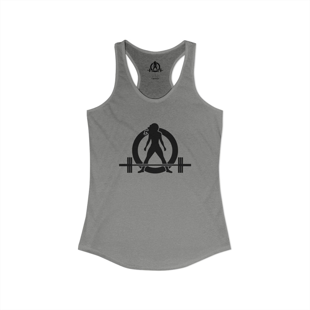 Grandma Lifts - Women's Ideal Racerback Tank - Black Logo Front & Back