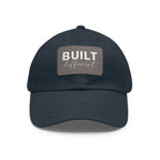 Built Different - Dad Hat with Leather Patch (Rectangle) - White Logo