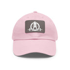 Distressed - Dad Hat with Leather Patch (Rectangle) - White Font