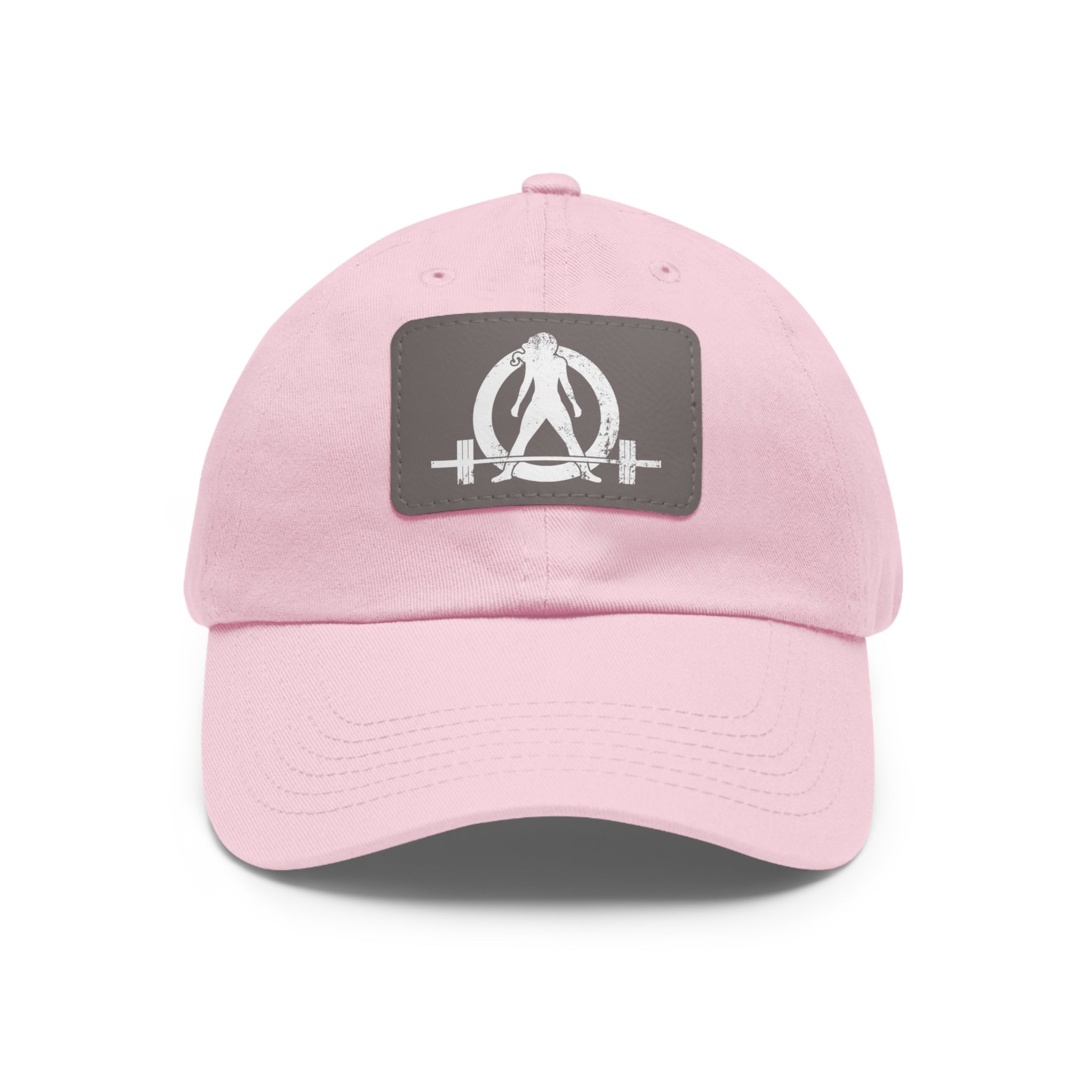 Distressed - Dad Hat with Leather Patch (Rectangle) - White Font