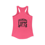 Grandma Lifts - Women's Ideal Racerback Tank - White Logo Front & Back