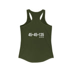 45 + 45 = 135 - Women's Ideal Racerback Tank - White Print Front & Back