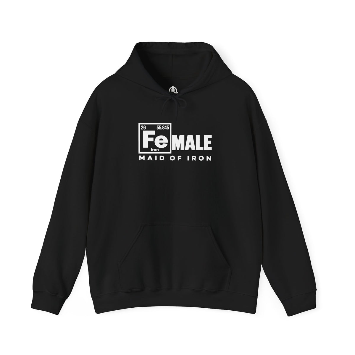 Maid of Iron - Black Hoodie - Front Print + Plain Back