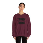 Iron Sharpens Iron - Unisex Heavy Blend™ Crewneck Sweatshirt - Front Black Logo - Plain Back
