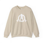 Lift Heavy Run Fast - Unisex Heavy Blend™ Crewneck Sweatshirt - White Logo Front & Back
