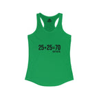 25 + 25 = 70 Women's Ideal Racerback Tank - Black Print Front & Plain Back