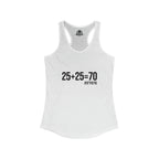 25 + 25 = 70 Women's Ideal Racerback Tank - Black Print Front & Plain Back
