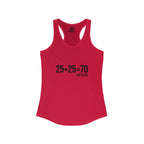 25 + 25 = 70 Women's Ideal Racerback Tank - Black Print Front & Plain Back