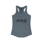 25 + 25 = 70 Women's Ideal Racerback Tank - Black Print Front & Plain Back