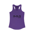 25 + 25 = 70 Women's Ideal Racerback Tank - Black Print Front & Plain Back