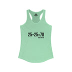 25 + 25 = 70 Women's Ideal Racerback Tank - Black Print Front & Plain Back