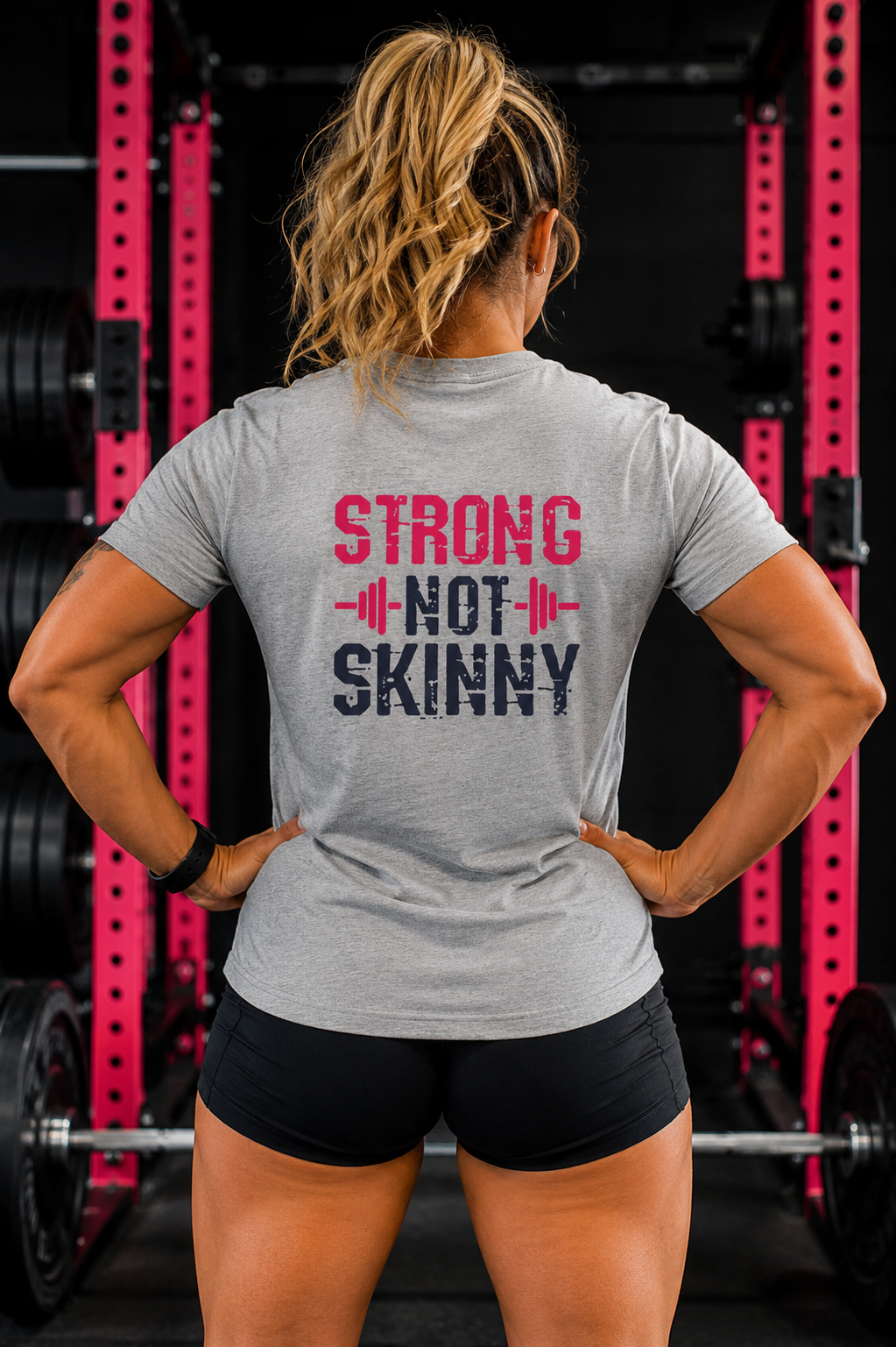STRONG NOT SKINNY - Unisex Soft-style Tee - Distressed Front & Back Logo