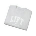 Lift Like A Girl - Unisex Ultra Cotton Tee - Front White Logo - Plain Back