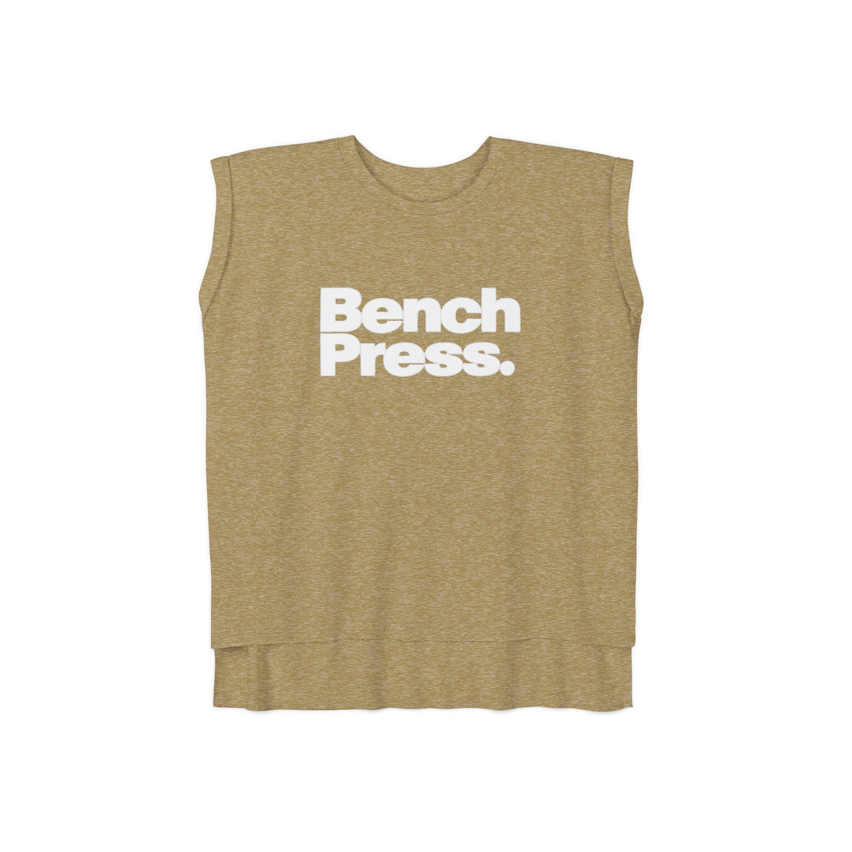 Bench. Press. Women’s Muscle Tee — Flowy Rolled Cuff Gym Top
