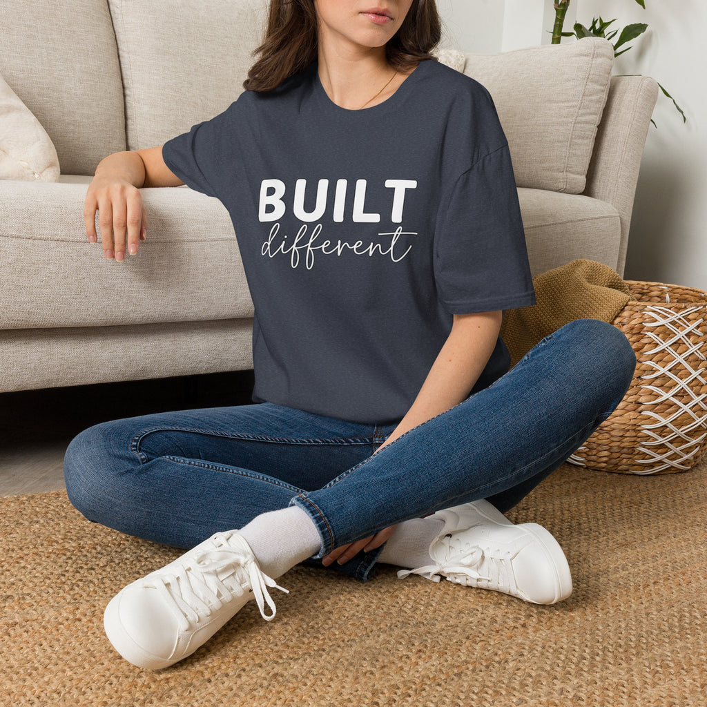 Built Different Unisex Softstyle T-Shirt — Front White Logo