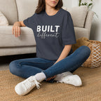 Built Different Unisex Softstyle T-Shirt — Front White Logo