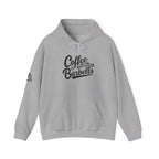 Coffee & Barbells  - Unisex Heavy Blend Hooded Sweatshirt - Black Logo on Front & Right Sleeve