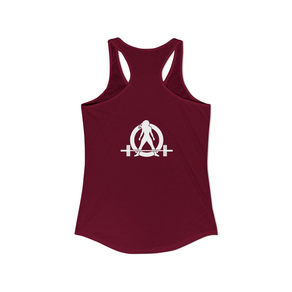 45 + 45 = 135 - Women's Ideal Racerback Tank - White Print Front & Back