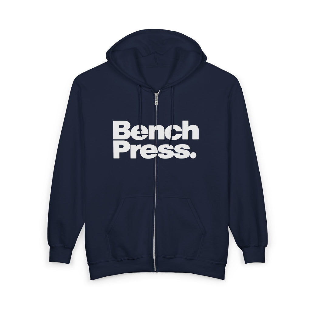 Bench Press Zip Hoodie — Bold Gym Fitness Sweatshirt