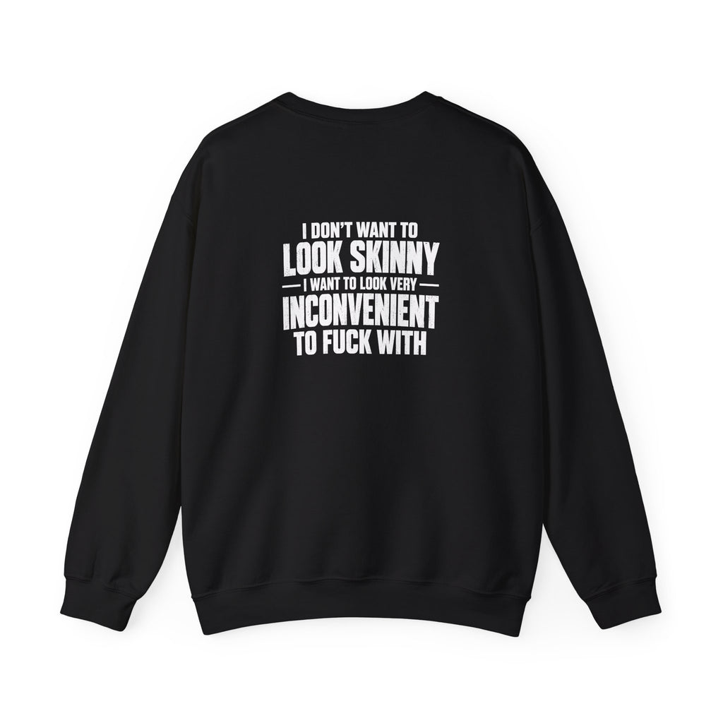 Inconvenient to Fuck With - Black Crewneck Sweatshirt - WWLW Front + Slogan Back