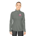 Ladies Quarter-Zip Pullover - Black Distressed Logo