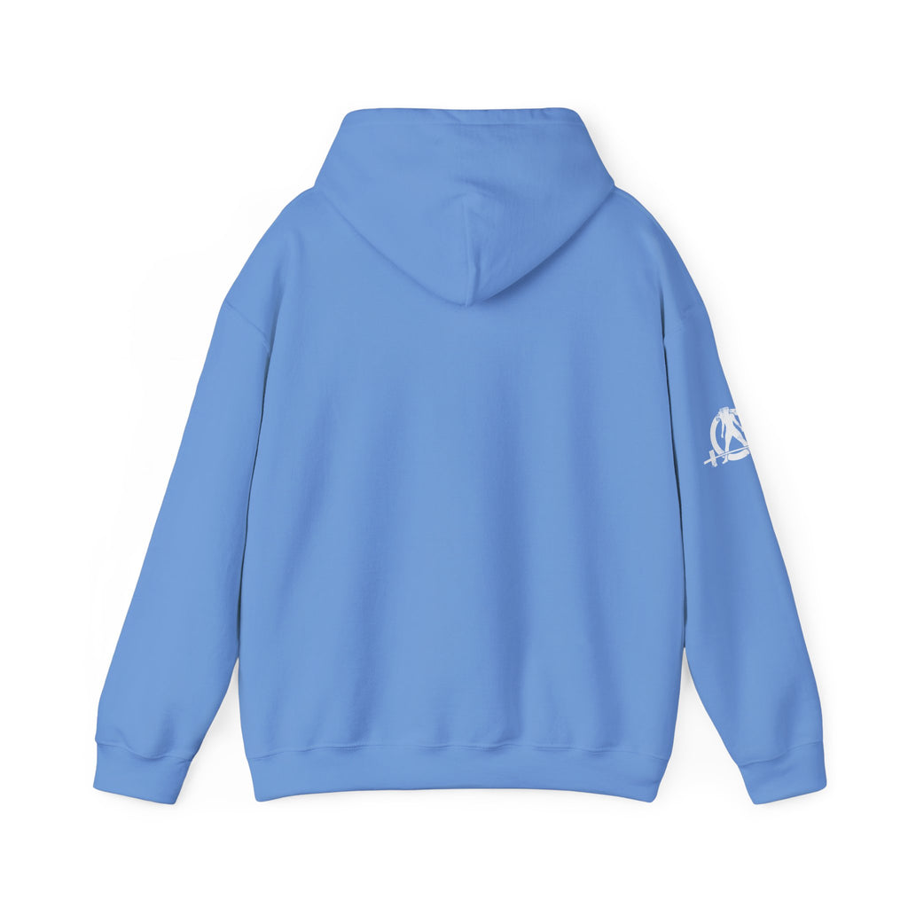 She is STRONG - Unisex Heavy Blend Hooded Sweatshirt - White Logo